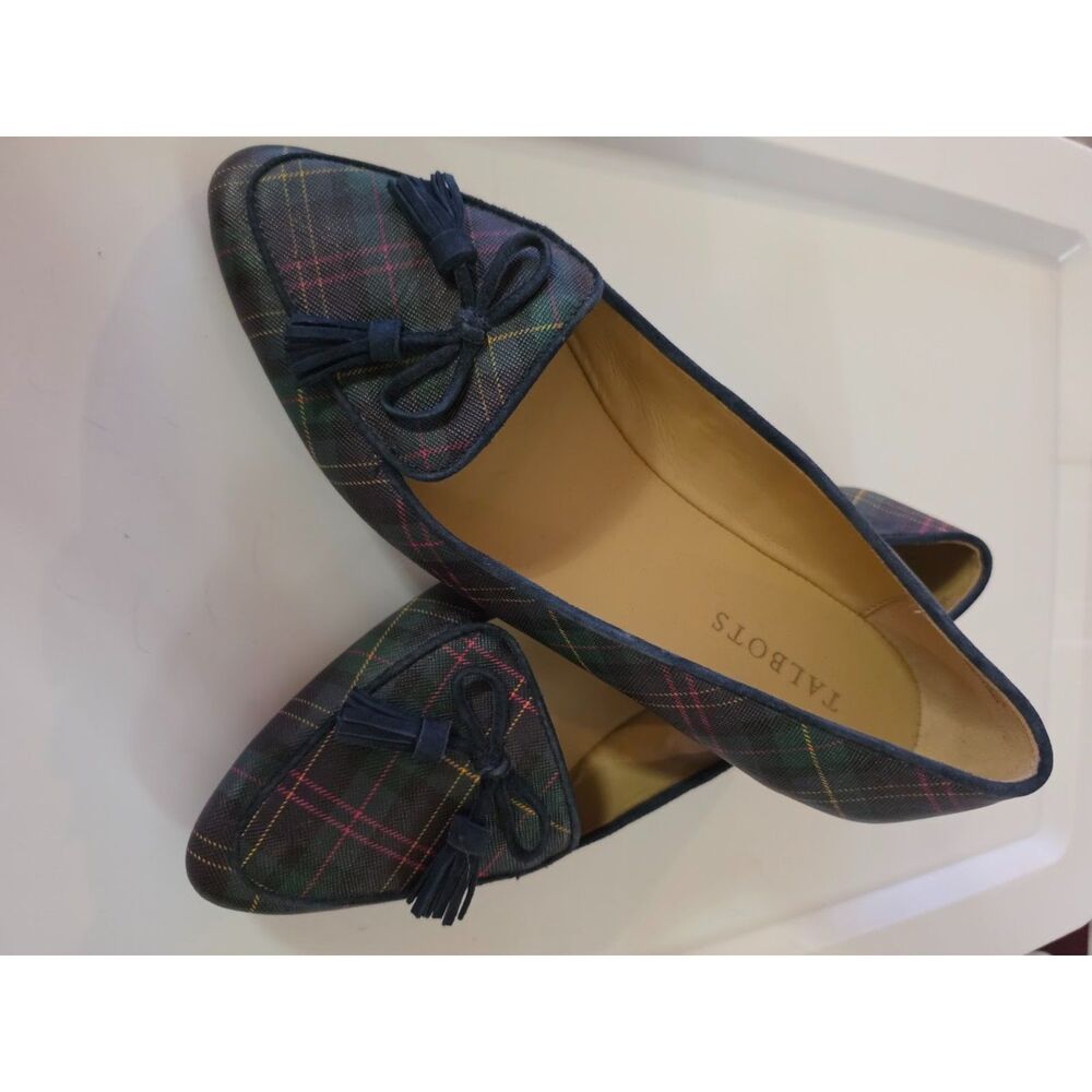 Talbots Francesca Tie Tassel Driving Shoes Moccasins TARTAN Plaid Women’s 9W